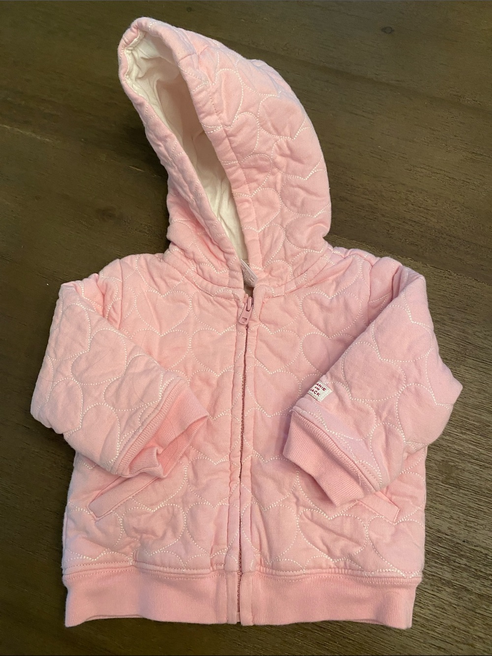 Janie and Jack Quilted Pink Hooded Zip Sweatshirt
